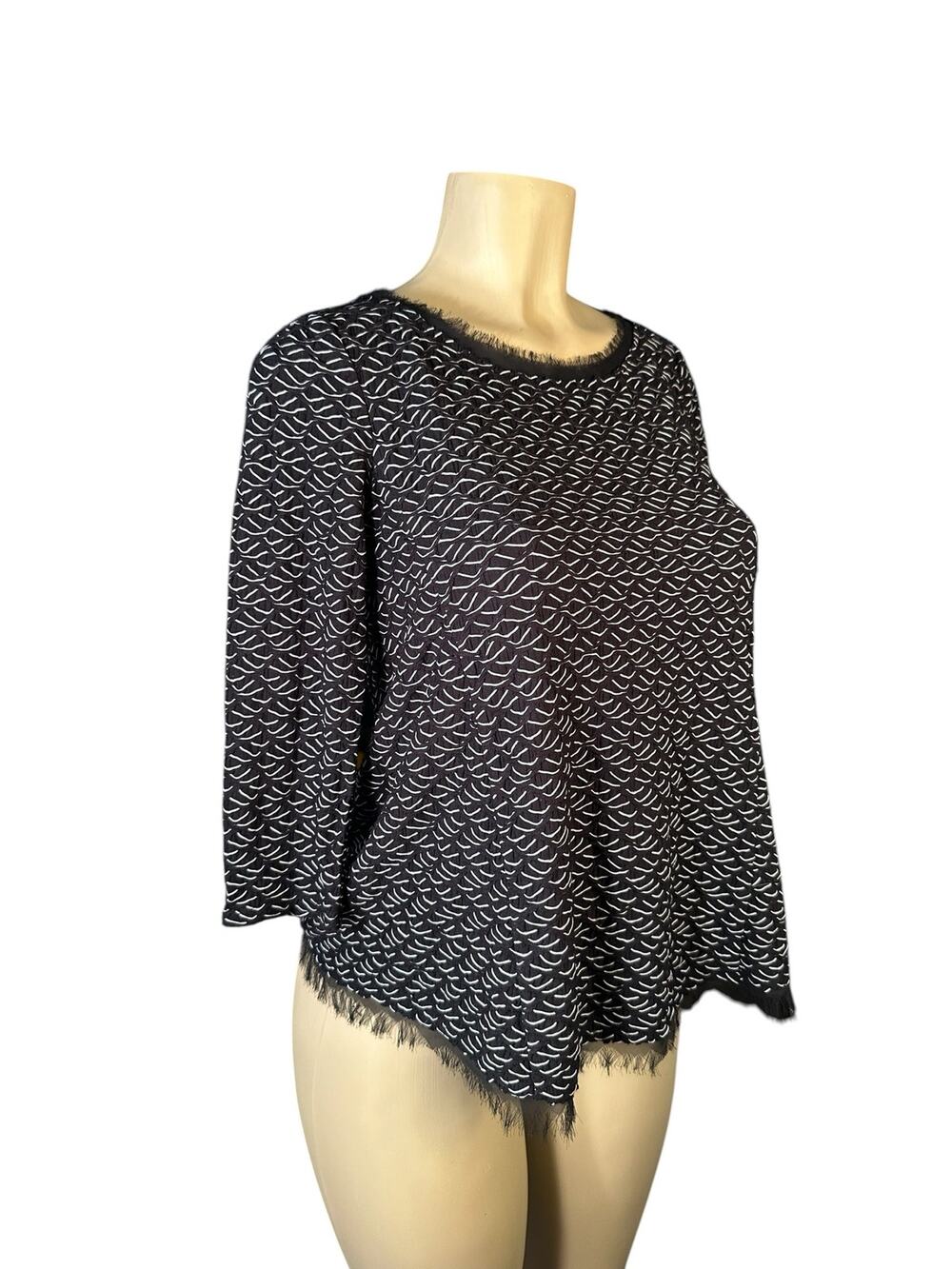 Women S Anthropologie Postmark Black Textured Eyelash Trim Blouse Shirt Top